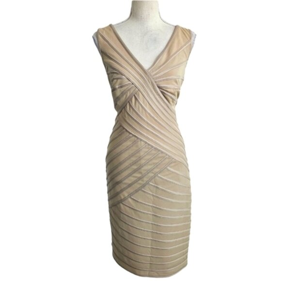 Tadashi Shoji Cream Champagne Bandage Dress - Picture 2 of 9